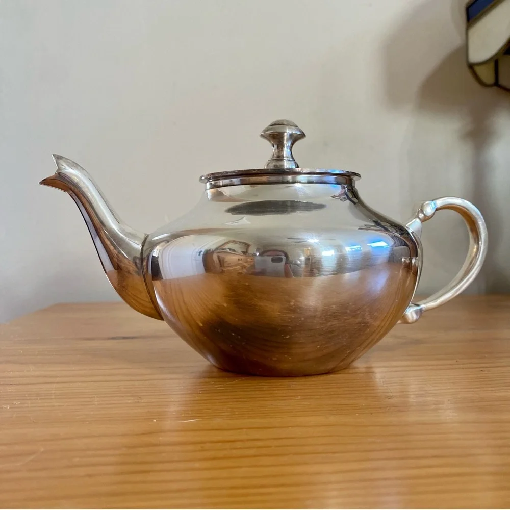 Vintage Raj Teapot Stackable Set Creamer Sugar Silver Plated With Box Gift